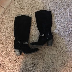 BCBG black suede boots